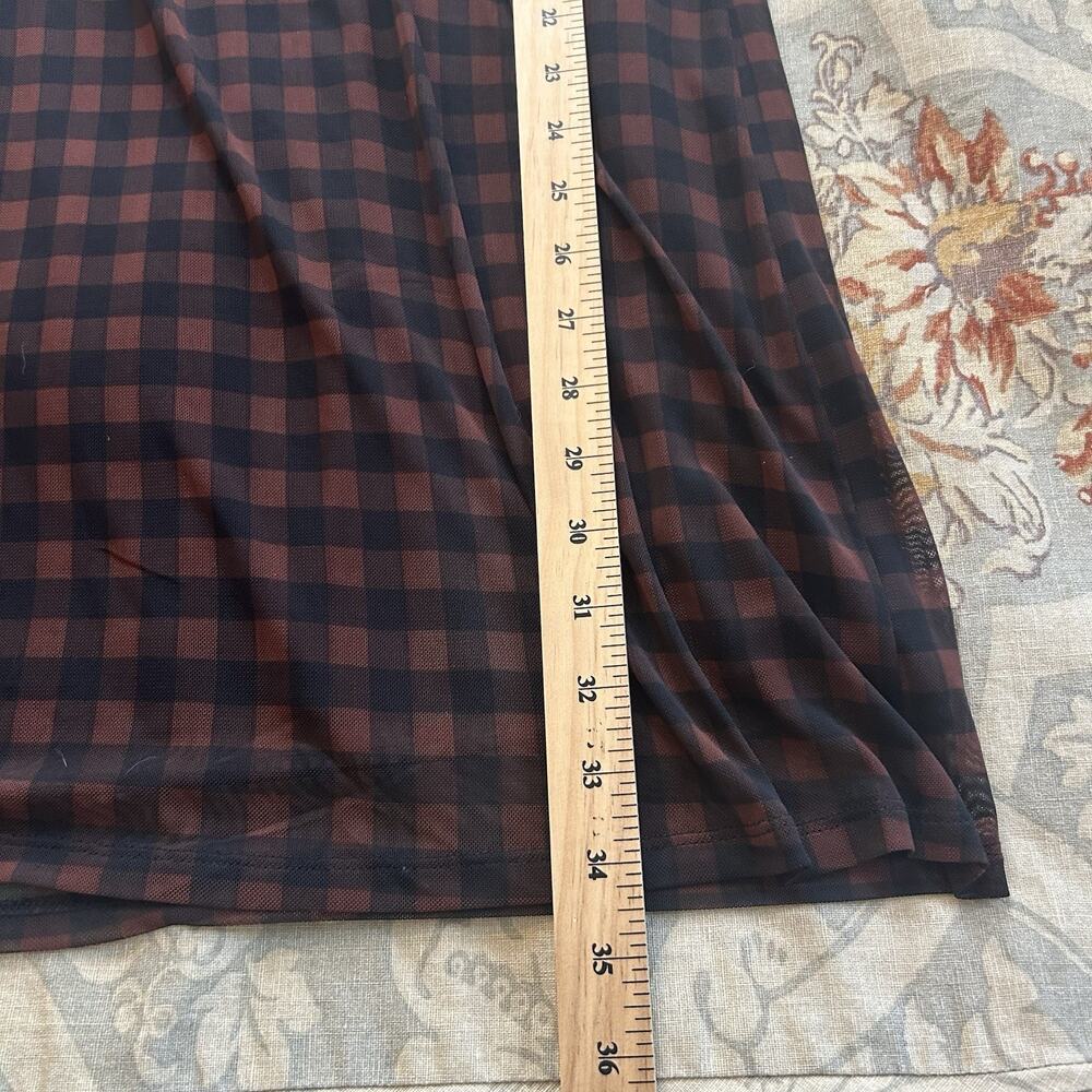 House Of Harlow Midi Skirt Blouse Outfit L Black Check Stretch Shirred 2 Piece - Picture 15 of 15